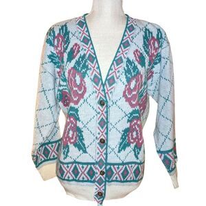Cricket Lane Vintage floral print cardigan sweater size small‎
